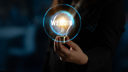 The global impact of the Web 3.0 next generation internet. A futuristic concept of a worldwide decentralized network and digital transformation. Motif