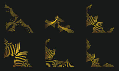 golden floral corner ornament set
