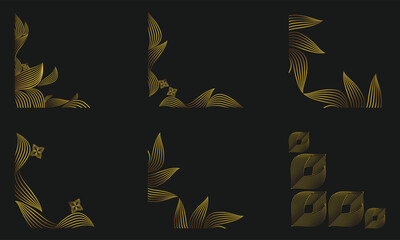 golden floral corner ornament set