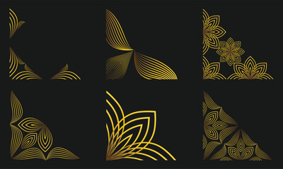 golden floral corner ornament set