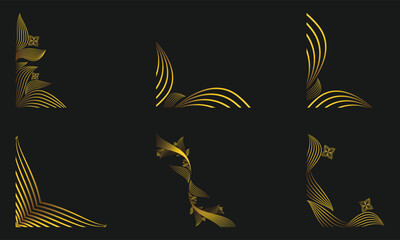 golden floral corner ornament set