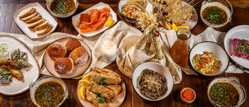 Traditional Ukrainian Christmas feast assortment