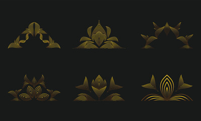 Symmetrical Gold Line Floral Ornament Design