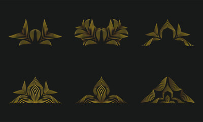 Symmetrical Gold Line Floral Ornament Design