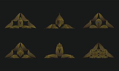 Symmetrical Gold Line Floral Ornament Design