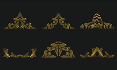 Symmetrical Gold Line Floral Ornament Design