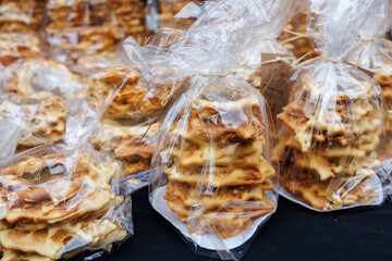 Traditional Polish and Lithuanian tree cake pastry sold at market stall