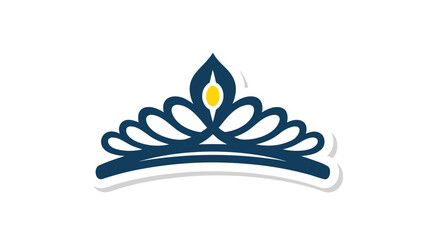 Obraz premium Elegant Navy Blue and Yellow Tiara Crown Icon With White Outline Isolated on Black Background Royalty Symbol Luxury Jewelry Accessory