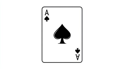 A monochrome depiction of an Ace of Spades playing card, isolated on a white backdrop