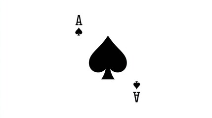 Black and white playing card featuring the ace of spades, classic design on a blank background