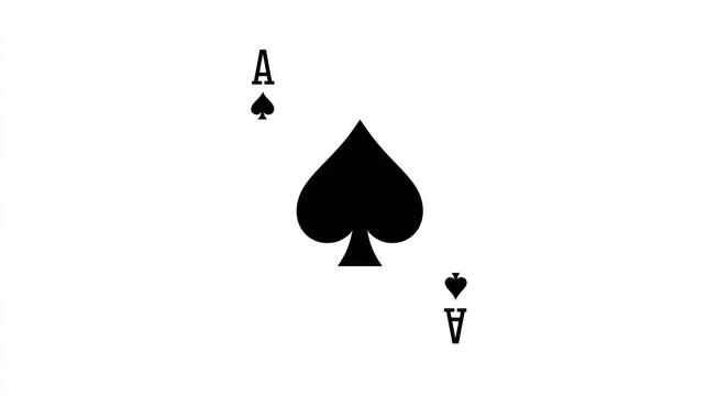Black and white playing card featuring the ace of spades, classic design on a blank background