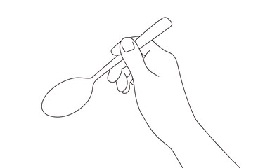 スプーンを持ったハンドイラスト素材