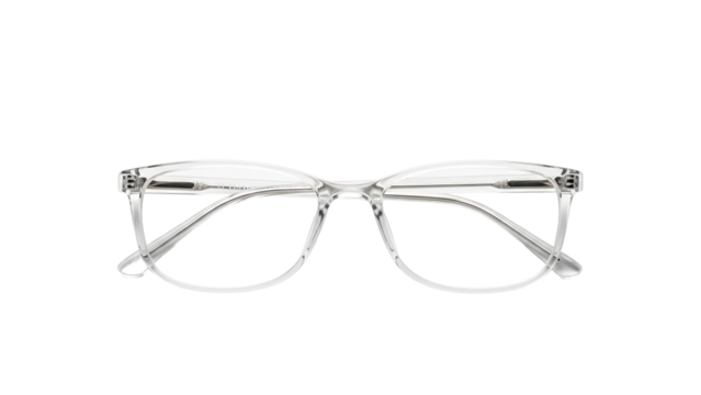 Isolated pair of clear plastic reading glasses, eyewear accessory, white background - Powered by Adobe