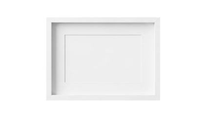 Isolated image of a white picture frame, empty space, clean edges, white background