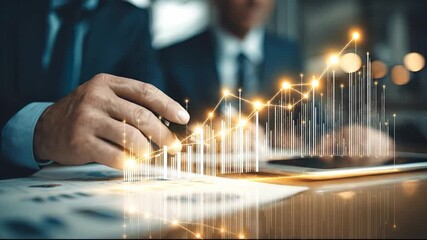 Business growth concept Analyzing stock market data with holographic charts. - Powered by Adobe