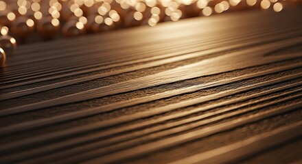 Warm golden light illuminating a textured wooden surface with blurred bokeh in the background.