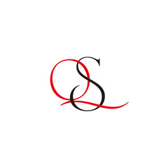 letter qs simple linked colorful overlap logo vector