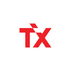 letter tx simple linked arrow red geometric logo vector