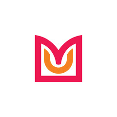 letter mu simple linked colorful geometric lines logo vector