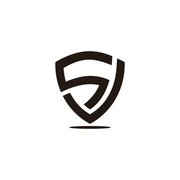 letter sj simple emblem shield shadow simple logo vector