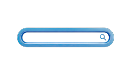 Blue Search Bar with Magnifying Glass on White Background