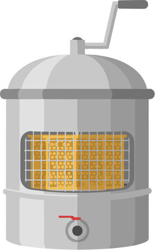 Classic gray metal corn roaster machine vector illustration.