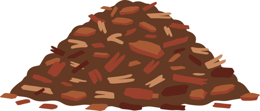 Vector illustration of a large pile of garden mulch or compost.