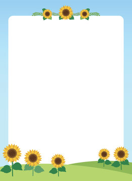 a frame with sunflowers