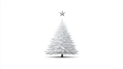 Minimalist Christmas tree, white Christmas tree on white background.