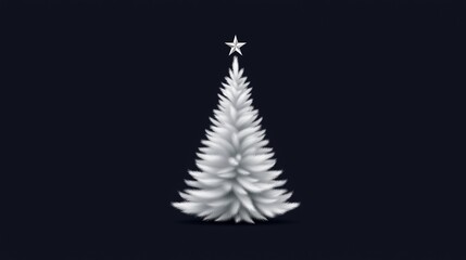 Minimalist Christmas tree, white Christmas tree on black background.