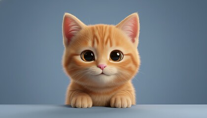 Obraz premium Adorable Ginger Cat's Portrait: Captivating eyes of a cute ginger cat, its innocent gaze promises warmth and companionship, set against a soft, subtle backdrop.