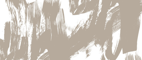 Artistic light gray brown distressed textured paint brush strokes vector background. Grunge pale beige coffee stain retro paintbrush stroke smear with spray texture for banner, surface, poster design