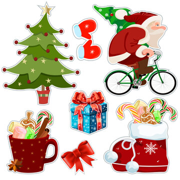 Gabor Christmas and New Year stickers vector