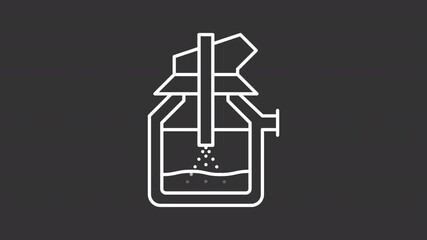 Animated basic oxygen furnace white line icon. Iron ore smelting animation. Biological process of cellular respiration. Metallurgy. Isolated element on dark background. Alpha transparent video