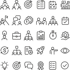 Business Management Line Icons Vector Set