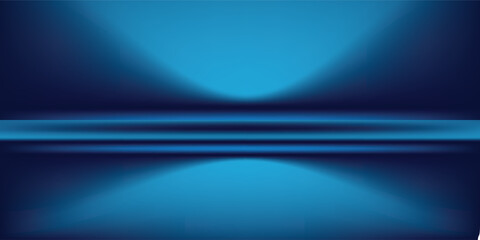 Obraz premium Studio background dark blue gradient neon light glowing bright floor and wall, vector illustartion.