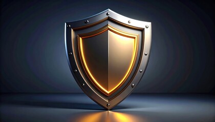 A strong and reliable shield shines against a dark background, evoking a sense of protection. The shield, a symbol of security and defense, embodies resilience. 