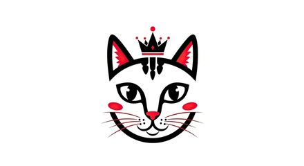 Fototapeta premium Royal Cat: An illustration of a cat wearing a crown, exuding regality and charm. Ideal for a touch of elegance and whimsy.