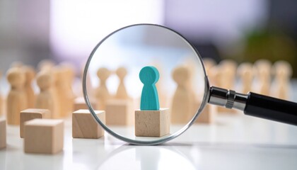 A unique individual under scrutiny, highlighting the focus on the highlighted figure using a magnifying glass.