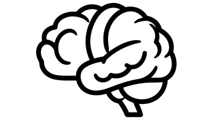 Outline Drawing Of A Human Brain In Black And White On A White Background Simple Minimalist Illustration Of The Human Mind And Cognitive Function