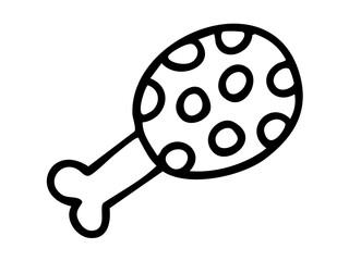 Chicken drumstick outline. Hand drawn vector isolated illustration. 