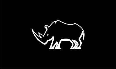 Stylized White Rhinoceros Silhouette on a Dark Background.