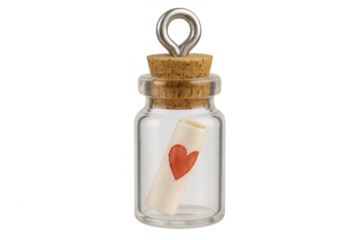 Glass bottle with love message for romance concept