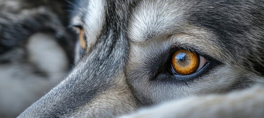Close-Up of a Siberian Husky s Captivating Amber Eye, Showcasing Depth and Emotion in Detail