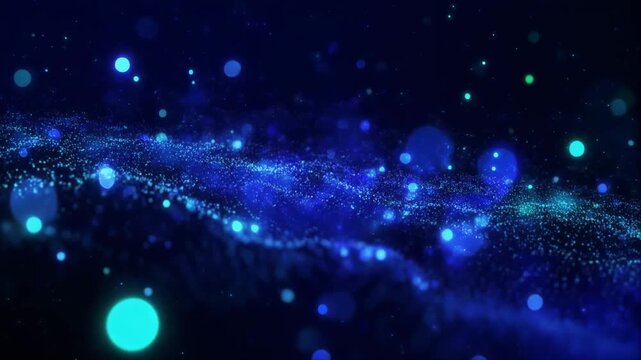 Dynamic Digital Light Show with Vibrant Blue Particles Creating an Immersive Visual Experience