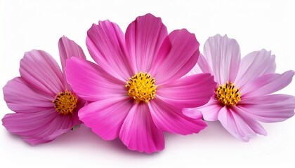 Pink Cosmos Flower Isolate White Background With Clipping Path