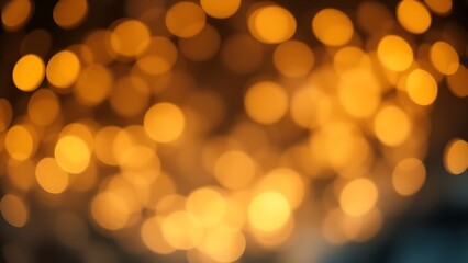 Golden bokeh light circles creating a dreamy and festive atmosphere with soft gradients.