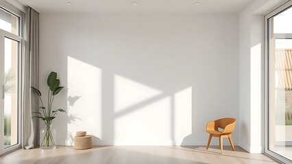 Fototapeta premium A corner of a modern interior with simple, clean decoration.