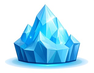 A radiant, polygonal, cartoon-style ice formation, with varied peaks and shimmering light effects
