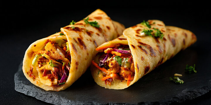 Kathi rolls on dark background